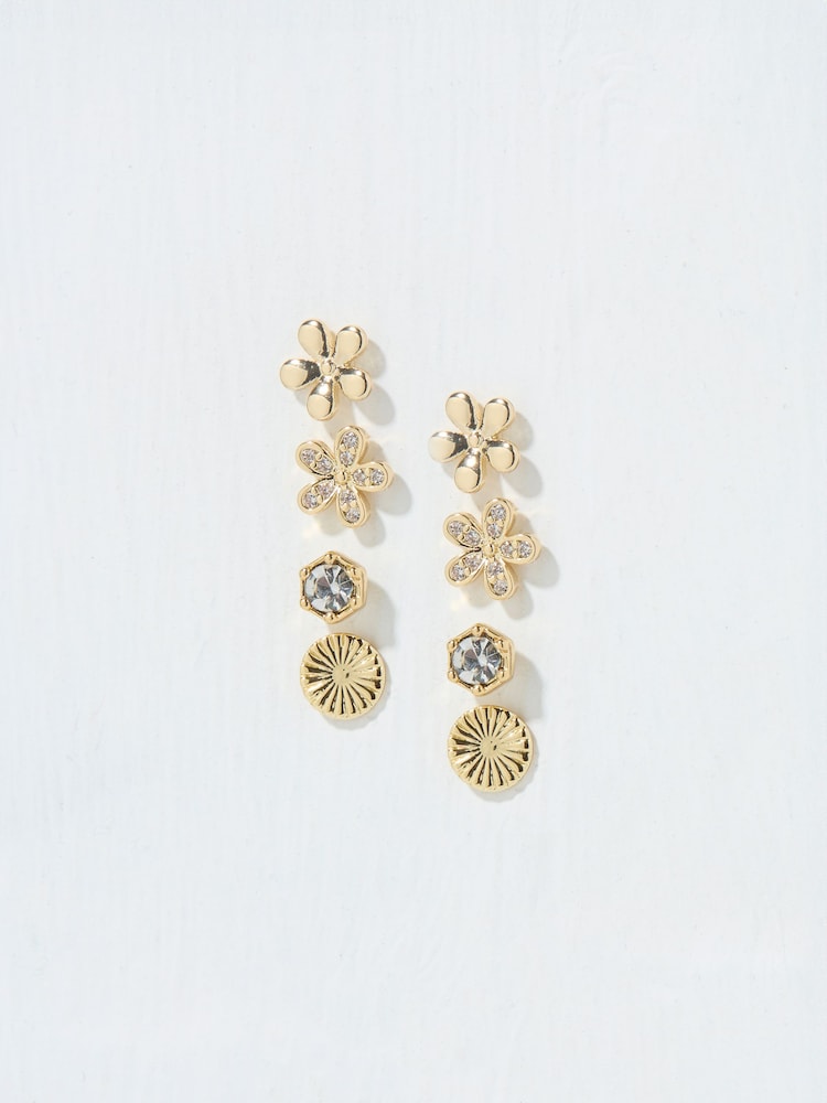 FatFace Gold Tone Flower Studs - Image 1 of 2