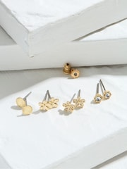 FatFace Gold Tone Flower Studs - Image 2 of 2