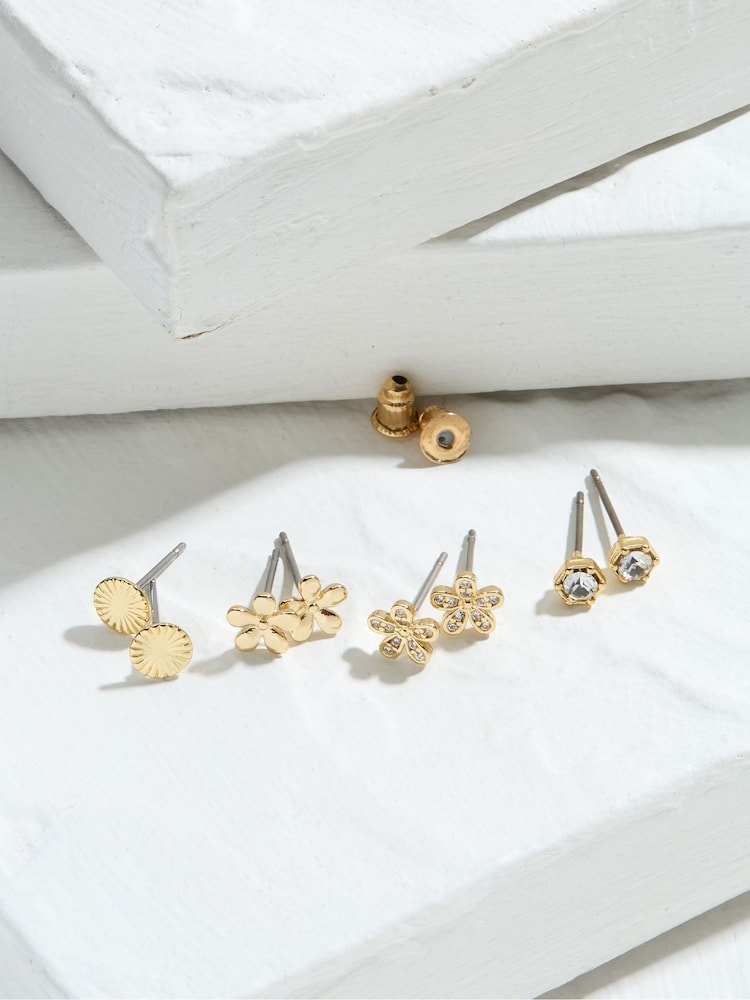 FatFace Gold Tone Flower Studs - Image 2 of 2