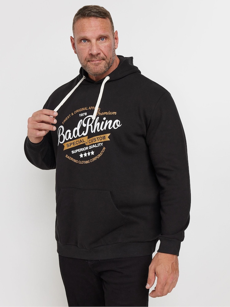 BadRhino Big & Tall Black Printed Hoodie - Image 1 of 3