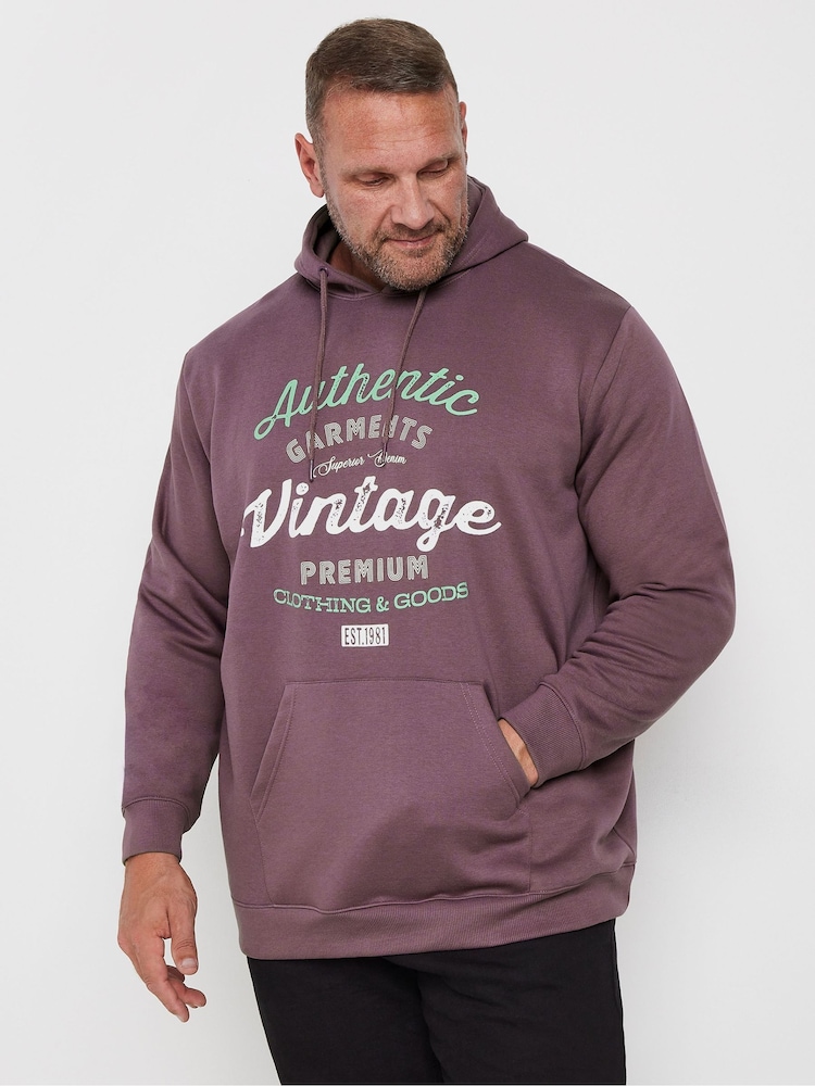 BadRhino Big & Tall Purple Vintage Hoodie - Image 1 of 3