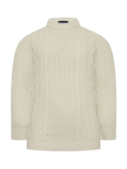 BadRhino Big & Tall Natural Heavy Cable Crew Jumper - Image 2 of 3