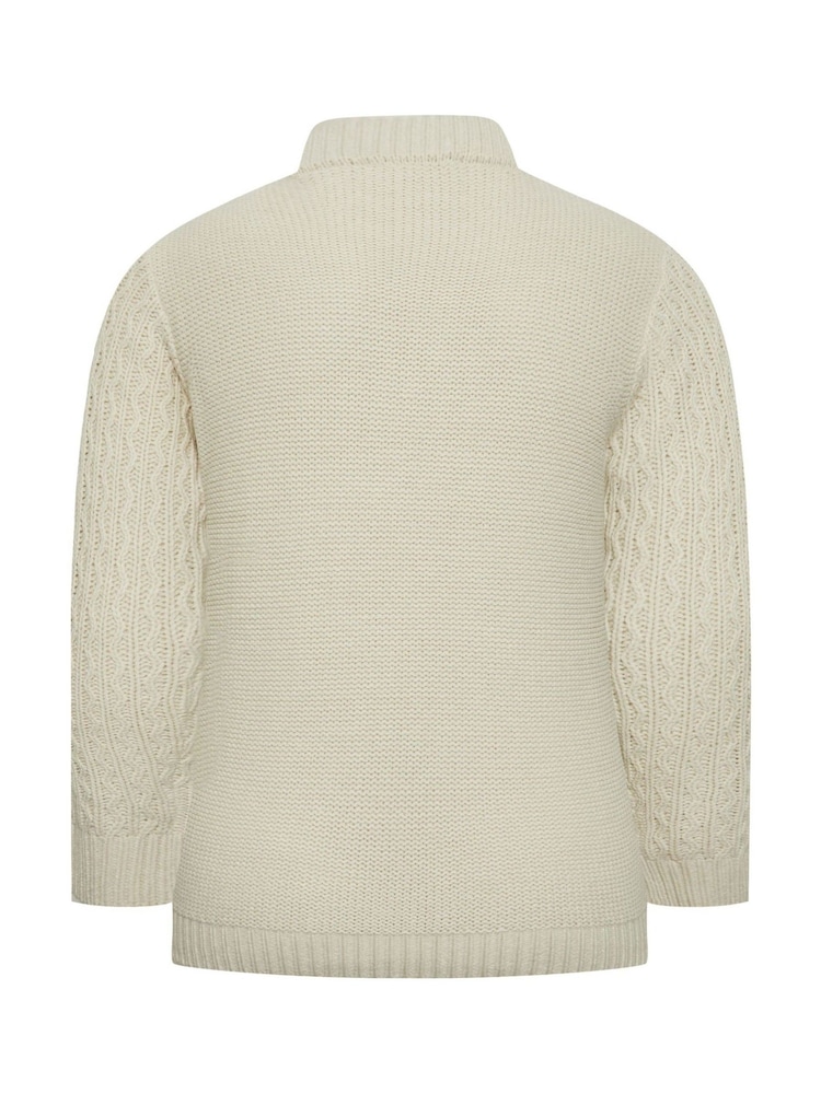 BadRhino Big & Tall Natural Heavy Cable Crew Jumper - Image 3 of 3
