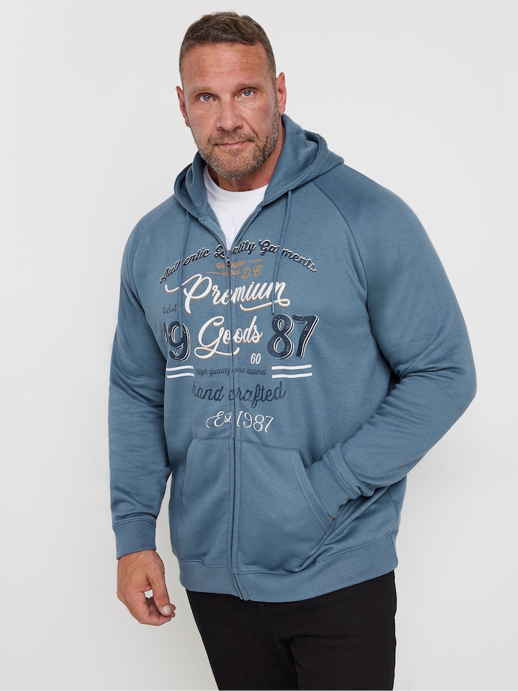 BadRhino Big & Tall Blue Vintage Zip Through Jacket - Image 1 of 3