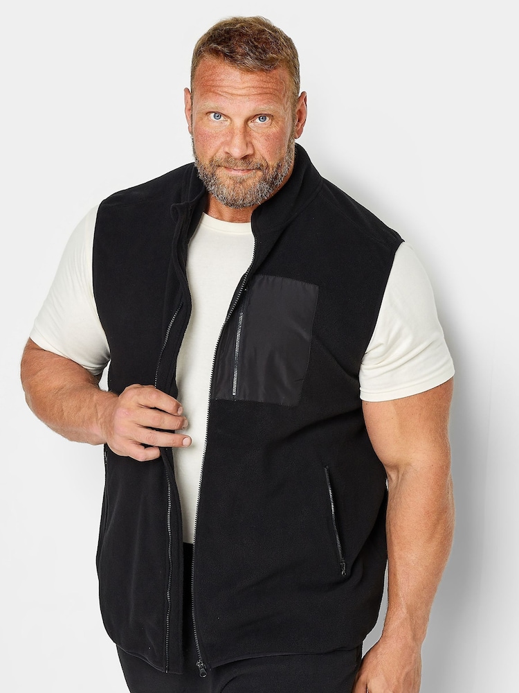 BadRhino Big & Tall Black Fleece Pocket Gilet - Image 2 of 4