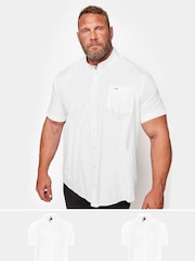 BadRhino Big & Tall White 100% Cotton Short Sleeve Oxford Shirts 2 Pack - Image 1 of 4