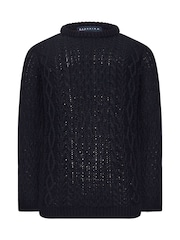 BadRhino Big & Tall Blue Heavy Cable Crew Jumper - Image 2 of 2