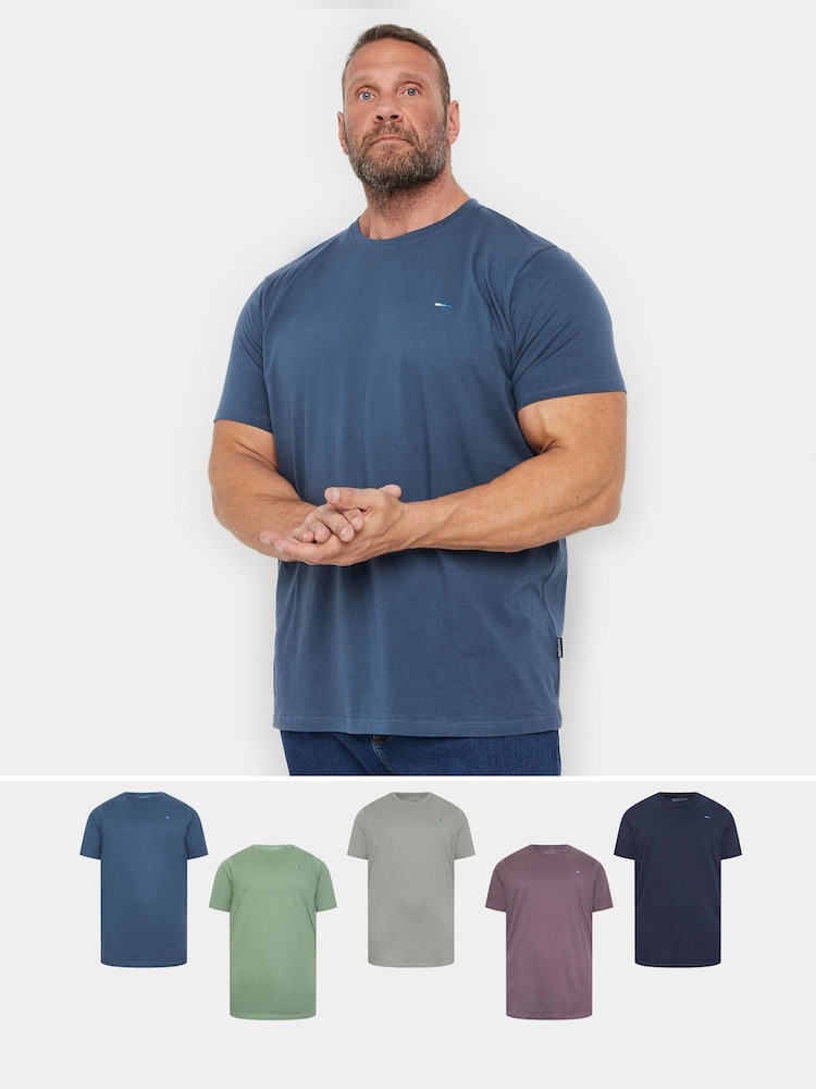 BadRhino Big & Tall Blue 100% Cotton T-Shirts 5 Pack - Image 1 of 2