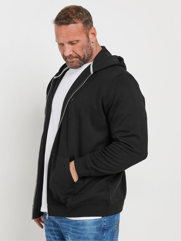 BadRhino Big & Tall Black Grey Diamond Zip Up Sweat Top - Image 1 of 3