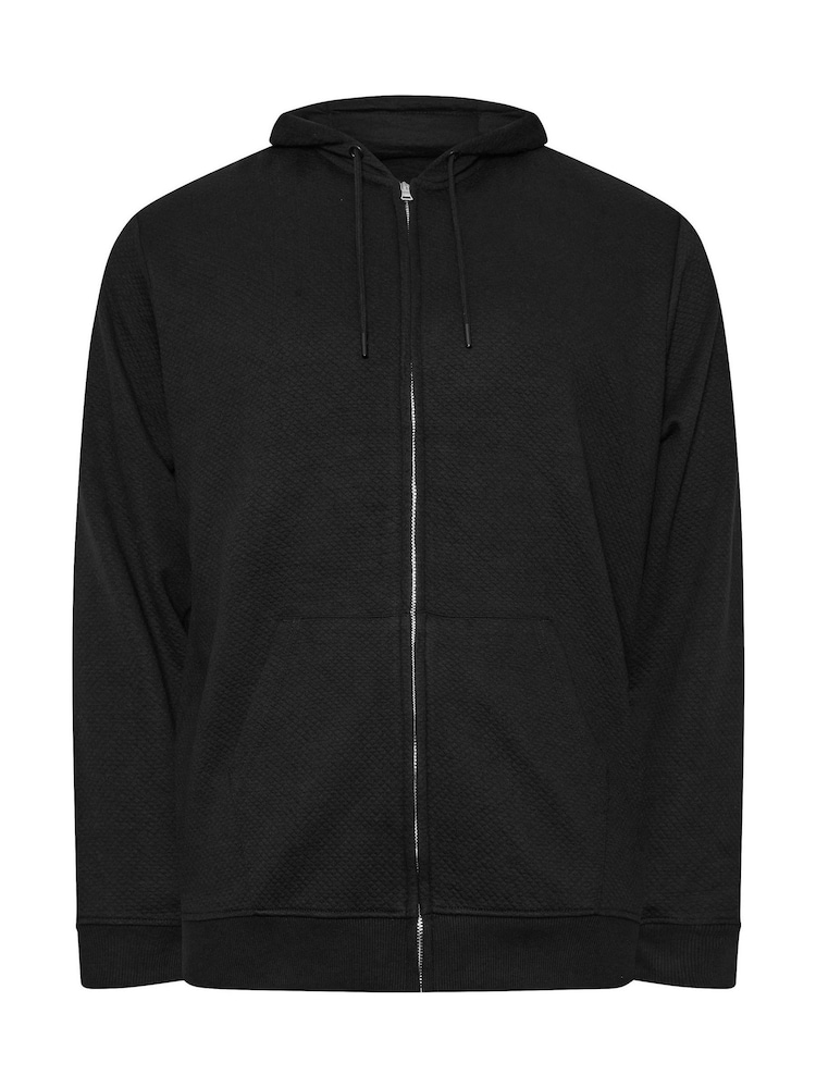 BadRhino Big & Tall Black Grey Diamond Zip Up Sweat Top - Image 2 of 3