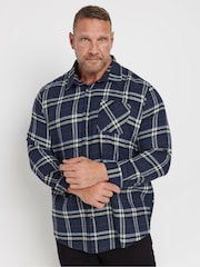 BadRhino Big & Tall Blue Longsleeve Checked Shirt - Image 1 of 4