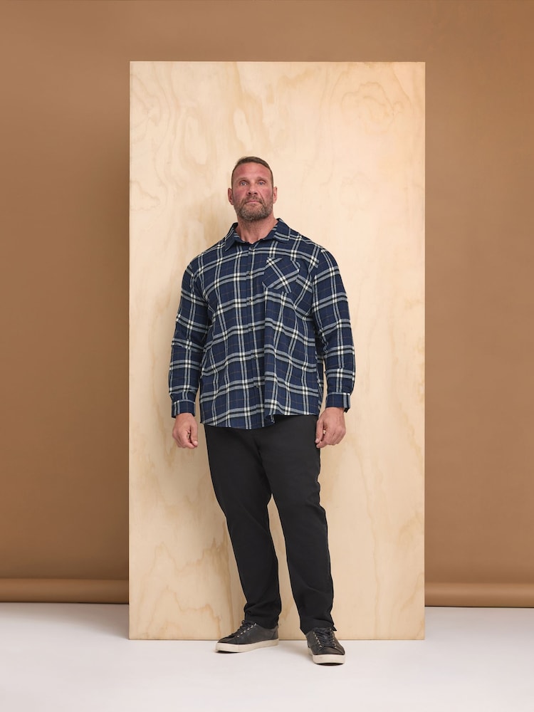 BadRhino Big & Tall Blue Longsleeve Checked Shirt - Image 2 of 4