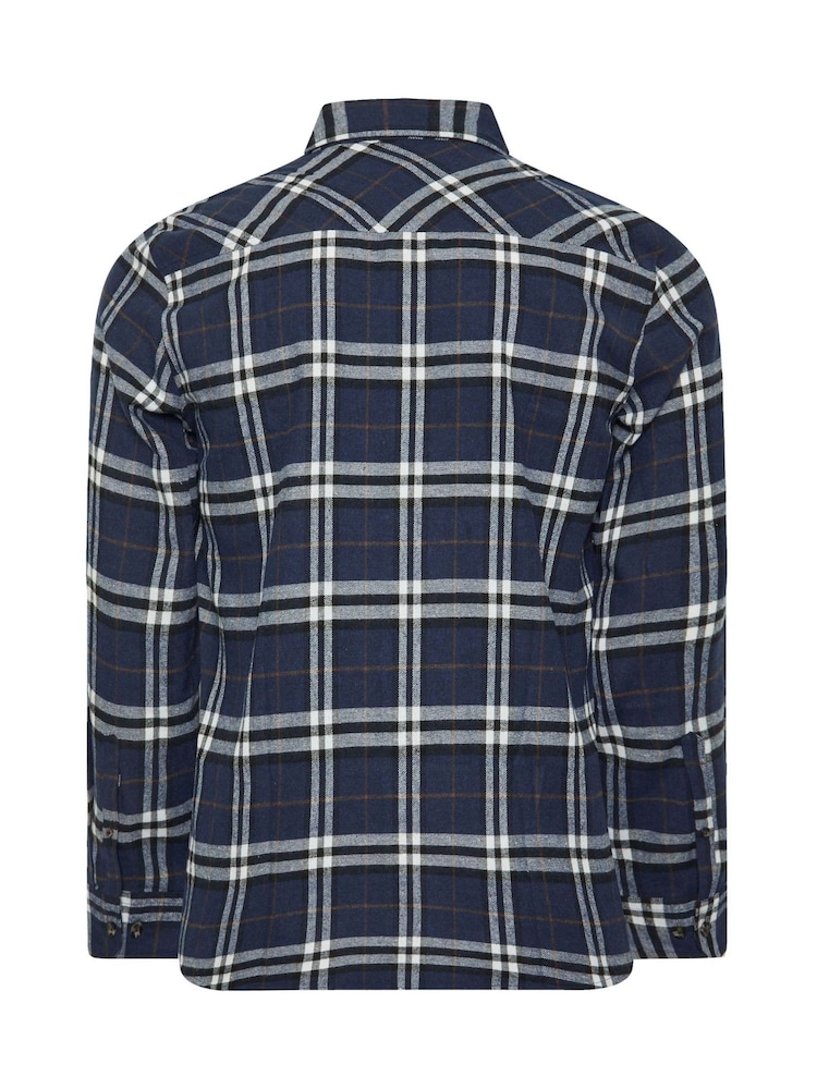 BadRhino Big & Tall Blue Longsleeve Checked Shirt - Image 4 of 4