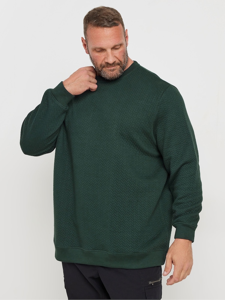 BadRhino Big & Tall Green Chevron Crew Neck Sweatshirt - Image 1 of 3