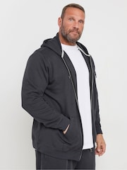 BadRhino Big & Tall Grey Dark Grey Diamond Zip Up Sweat Top - Image 1 of 5