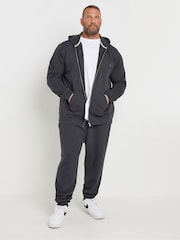 BadRhino Big & Tall Grey Dark Grey Diamond Zip Up Sweat Top - Image 2 of 5