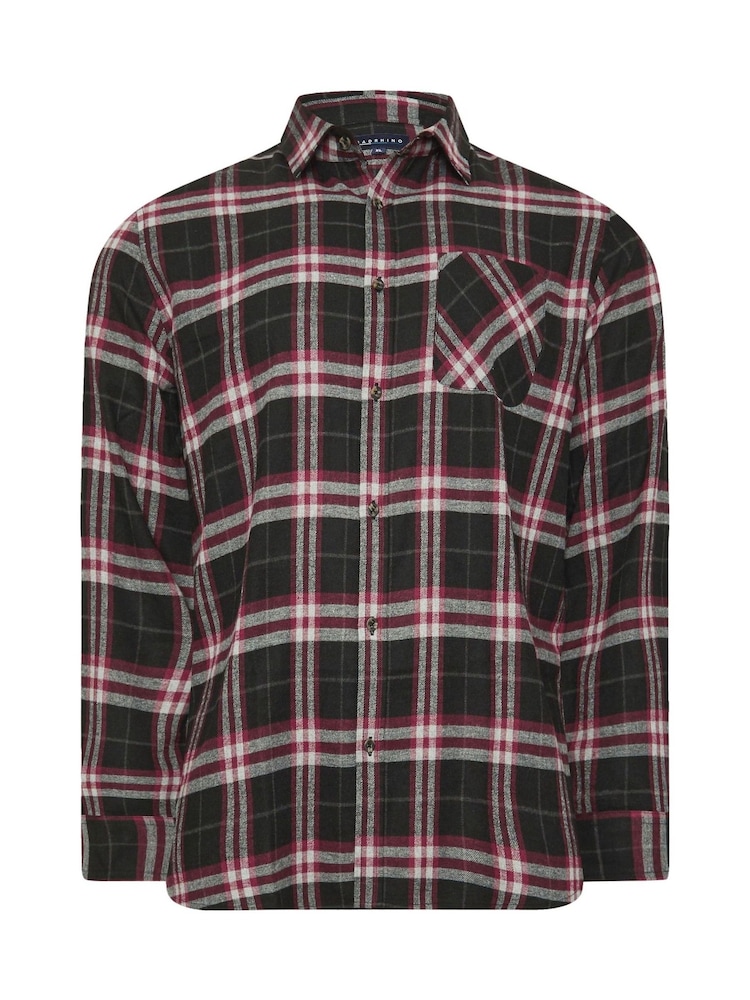 BadRhino Big & Tall Black Longsleeve Checked Shirt - Image 2 of 3 BadRhino Big & Tall Black Longsleeve Checked Shirt - Image 2 of 3
