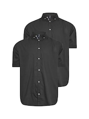 BadRhino Big & Tall Black Poplin Short Sleeve 100% Cotton Shirts 2 Pack - Image 2 of 4