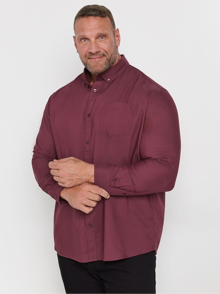 BadRhino Big & Tall Red Long Sleeve Oxford Shirt - Image 1 of 3 BadRhino Big & Tall Red Long Sleeve Oxford Shirt - Image 1 of 3