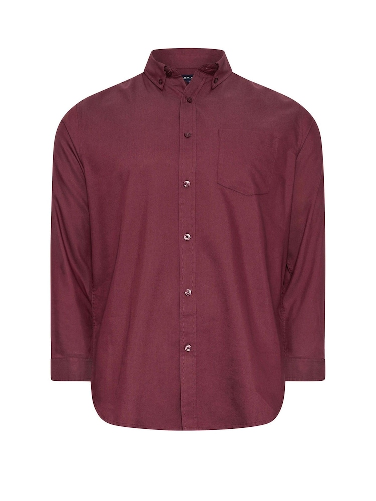 BadRhino Big & Tall Red Long Sleeve Oxford Shirt - Image 2 of 3 BadRhino Big & Tall Red Long Sleeve Oxford Shirt - Image 2 of 3