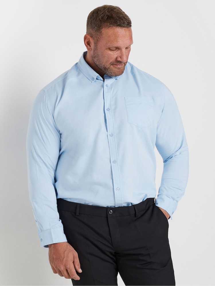 BadRhino Big & Tall Blue Long Sleeve Oxford Shirt - Image 1 of 3
