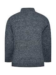BadRhino Big & Tall Blue Knitted Quarter Zip Jumper - Image 3 of 3