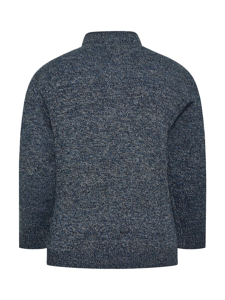BadRhino Big & Tall Blue Knitted Quarter Zip Jumper - Image 3 of 3
