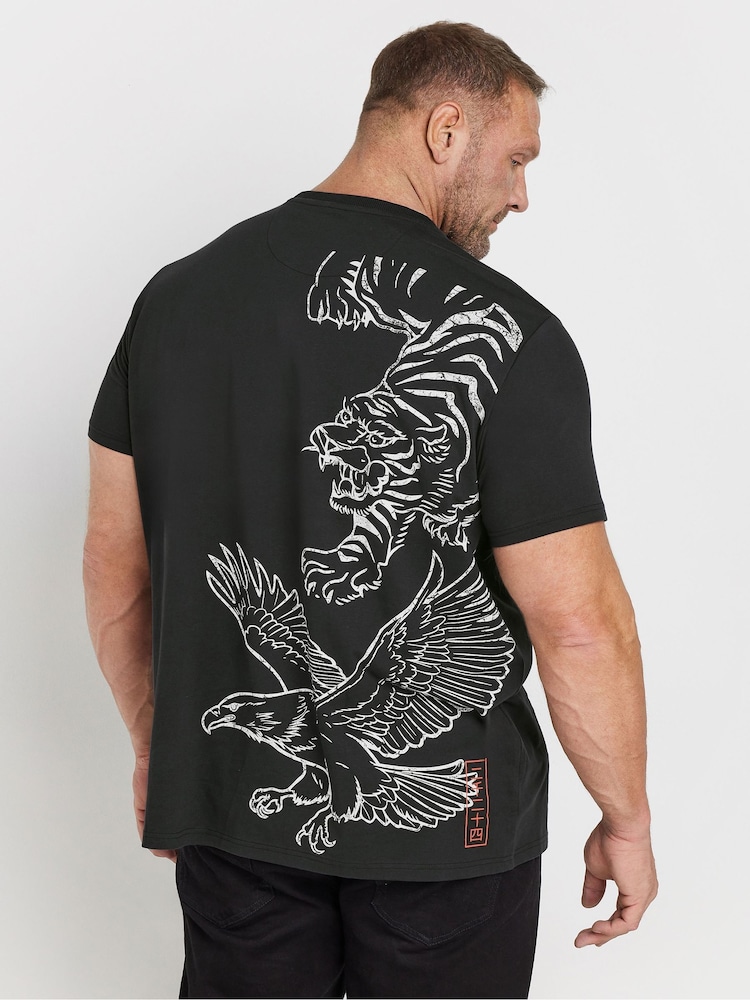BadRhino Big & Tall Black 100% Cotton Tiger T-Shirt - Image 2 of 4