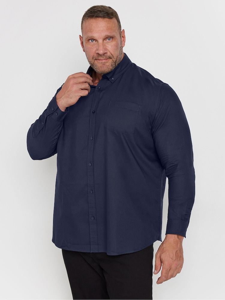 BadRhino Big & Tall Blue Navy Long Sleeve Oxford Shirt - Image 1 of 3