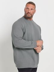 BadRhino Big & Tall Grey Grey Diamond Zip Up Sweat Top - Image 1 of 3