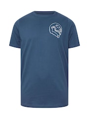 BadRhino Big & Tall Blue 100% Cotton Front Back Skull T-Shirt - Image 3 of 4