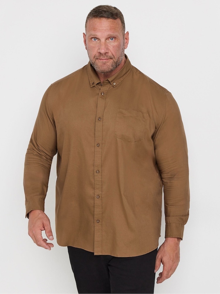 BadRhino Big & Tall Brown Long Sleeve Oxford Shirt - Image 1 of 3