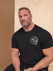 BadRhino Big & Tall Black 100% Cotton Front Back Skull T-Shirt - Image 1 of 4