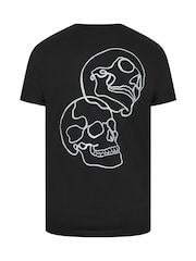 BadRhino Big & Tall Black 100% Cotton Front Back Skull T-Shirt - Image 4 of 4