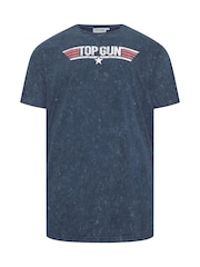 BadRhino Big & Tall Blue Acid Wash 100% Cotton Topgun T-Shirt - Image 2 of 3