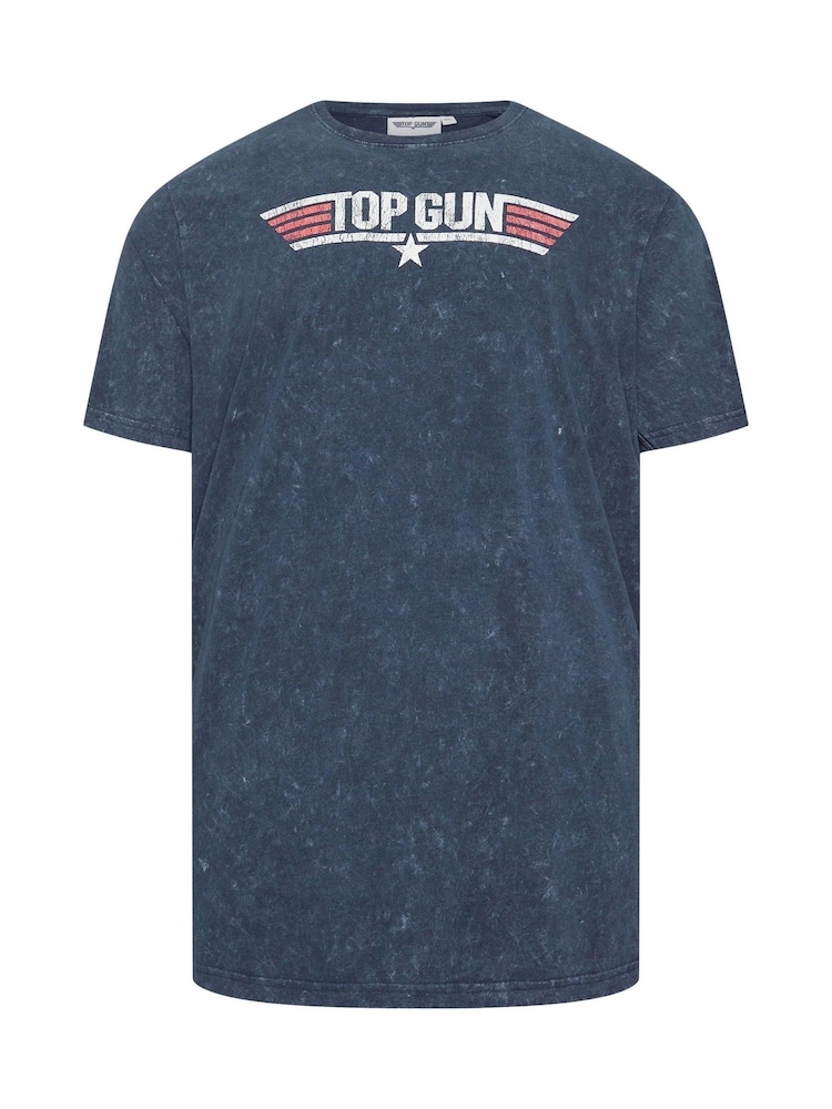 BadRhino Big & Tall Blue Acid Wash 100% Cotton Topgun T-Shirt - Image 2 of 3