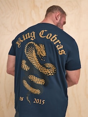 BadRhino Big & Tall Blue King Cobra Print 100% Cotton T-Shirt - Image 1 of 4