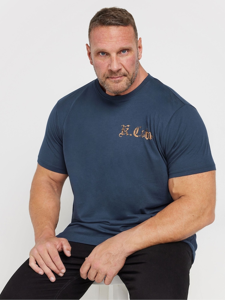 BadRhino Big & Tall Blue King Cobra Print 100% Cotton T-Shirt - Image 2 of 4