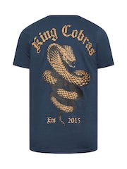 BadRhino Big & Tall Blue King Cobra Print 100% Cotton T-Shirt - Image 4 of 4