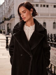 Love & Roses Black Longline Faux Fur Coat - Image 2 of 4