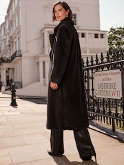 Love & Roses Black Longline Faux Fur Coat - Image 4 of 4