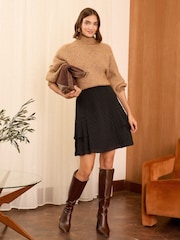 Love & Roses Black Dobby Trim Tiered Mini Skirt - Image 3 of 4