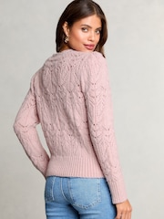 Rose - Lipsy - Pull en maille Pointelle à bord festonné - Image 3 de 4