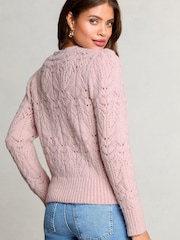 Rose - Lipsy - Pull en maille Pointelle à bord festonné - Image 4 de 4