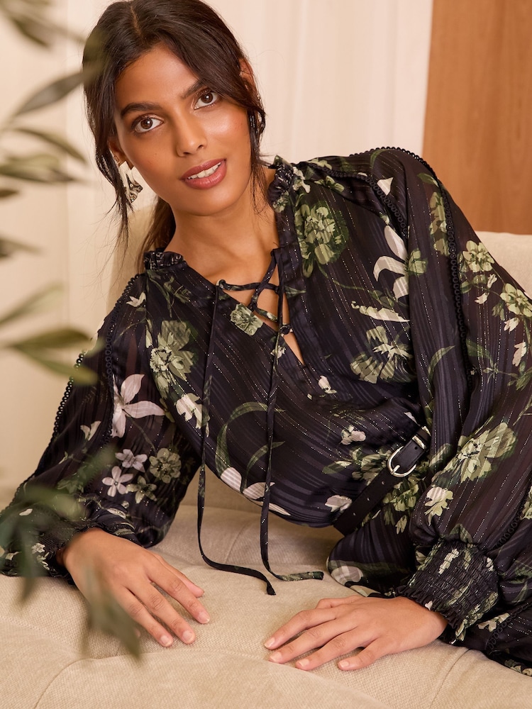 Love & Roses Black Floral Mini Dress - Image 2 of 4