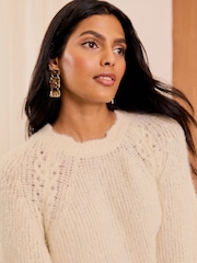 Love & Roses Ivory Premium With Wool Crew Neck Knitted Jumper - Image 2 of 4