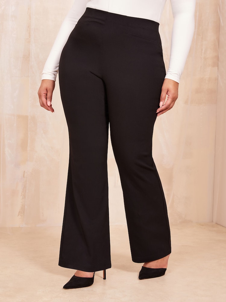 Friends Like These Black Sculpting Stretch Flared Trousers - Image 1 of 4