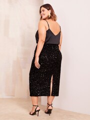 Friends Like These Black Sequin Midi Skirt - Image 4 of 4