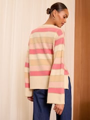 Love & Roses Pink Metallic Stripe Knitted Jumper - Image 4 of 4