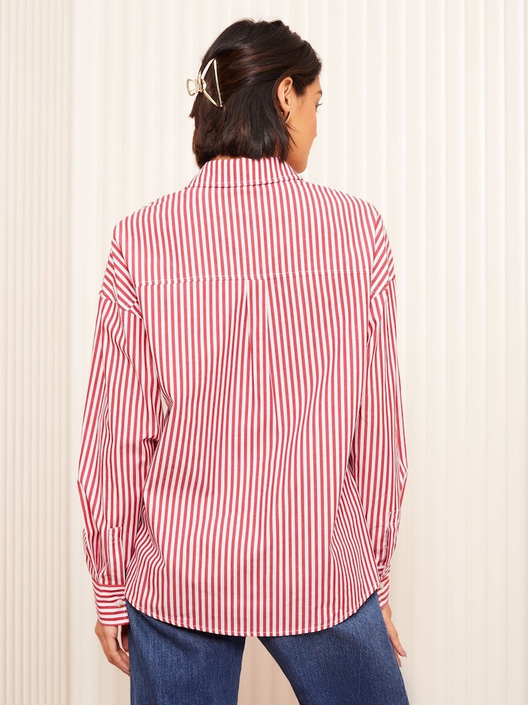 Friends Like These Red Poplin Long Sleeve Button Through 100% Cotton Shirt - Image 5 of 5
